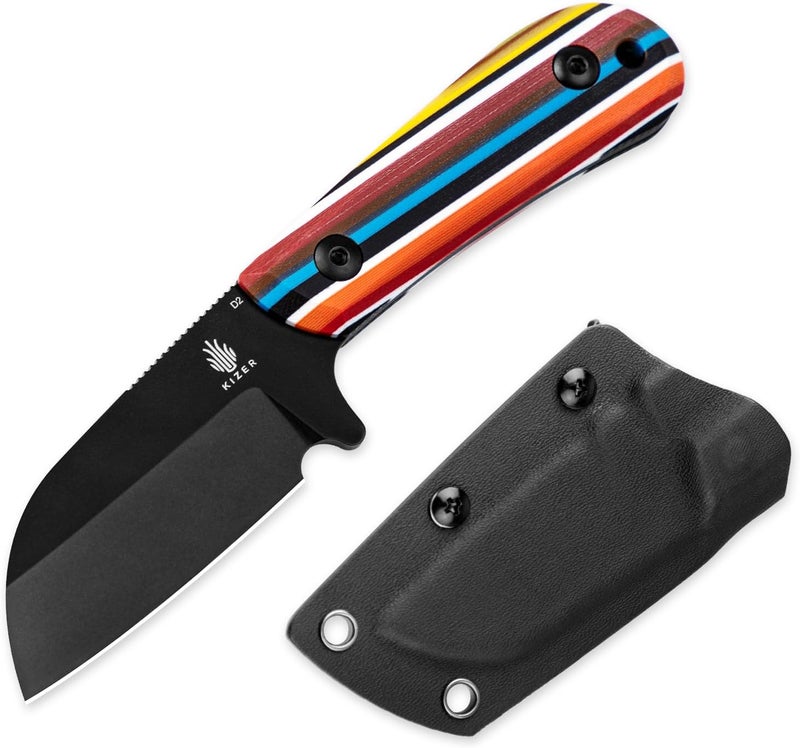 KIZER Deckhand Fixed Blade Knife with Sheath, D2 Blade Camping Knife G10 Handle, Fixed Blade EDC Knives for Men Women, Outdoor Hunting Hiking Survival Knives 1062M3 - Image 1